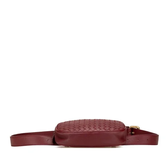 BOTTEGA VENETA Red Leather Intrecciato Fanny Pack